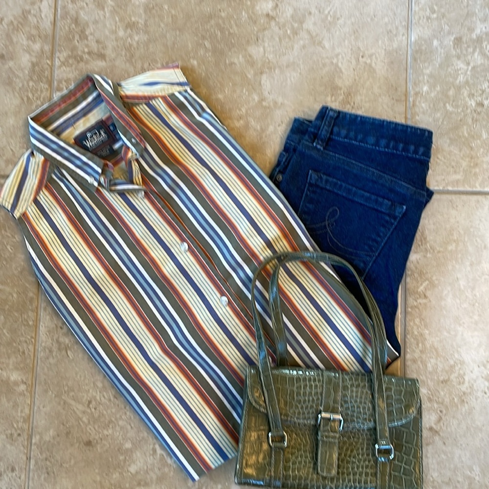 Woolrich Sleeveless Button Striped Blouse